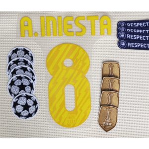 Set Barcelona Iniesta Kit 2011 Ucl Dorsal + 3 Parches Amarillo