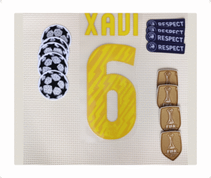 Set Barcelona Xavi Kit 2011 Ucl Dorsal + 3 Parches Amarillo