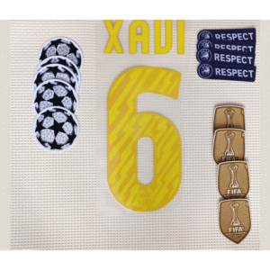 Set Barcelona Xavi Kit 2011 Ucl Dorsal + 3 Parches Amarillo