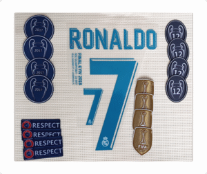 Set Real Madrid C.ronaldo Kit 2018 Ucl Dorsal+4 Parches
