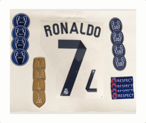 Set Real Madrid C.ronaldo Kit 2015 Ucl Dorsal+4 Parches
