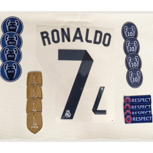 Set Real Madrid C.ronaldo Kit 2015 Ucl Dorsal+4 Parches