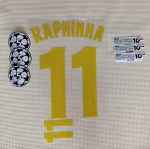 Set Barcelona Raphinha Local Kit 2025 UCL Dorsal+ 2 Parches
