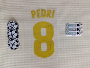 Set Barcelona Pedri Local Kit 2025 UCL Dorsal+ 2 Parches