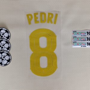 Set Barcelona Pedri Local Kit 2025 UCL Dorsal+ 2 Parches