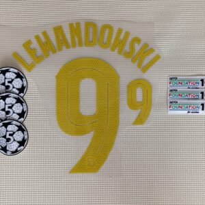 Set Barcelona Lewandowski Local Kit 2025 UCL Dorsal+ 2 Parches