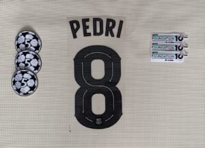 Set Barcelona Pedri Visitante Kit 2025 UCL Dorsal+ 2 Parches
