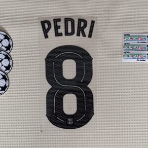 Set Barcelona Pedri Visitante Kit 2025 UCL Dorsal+ 2 Parches