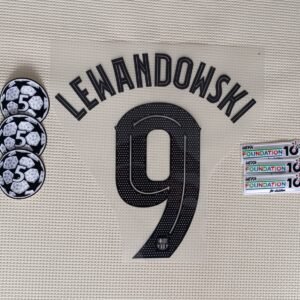 Set Barcelona Lewandowski Visitante Kit 2025 UCL Dorsal+ 2 Parches