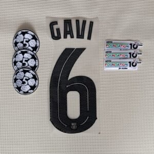 Set Barcelona Gavi Visitante Kit 2025 UCL Dorsal+ 2 Parches