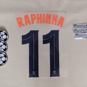 Set Barcelona Raphinha alternativa Kit 2025 UCL Dorsal+ 2 Parches