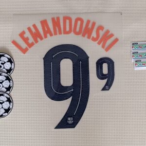 Set Barcelona Lewandowski alternativa Kit 2025 UCL Dorsal+ 2 Parches
