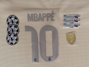 Set Real Madrid Mbappe visitante Kit 2025 UCL dorsal+ 3 parches
