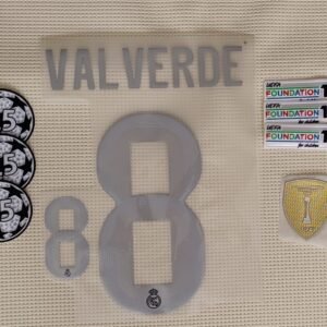 Set Real Madrid Valverde visitante Kit 2025 UCL dorsal+ 3 parches