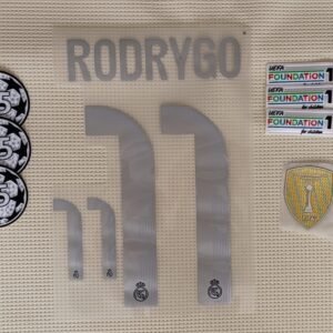 Set Real Madrid Rodrygo visitante Kit 2025 UCL dorsal+ 3 parches