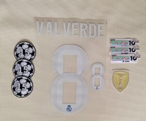Set Real Madrid Valverde alternativa Kit 2025 UCL dorsal+ 3 parches
