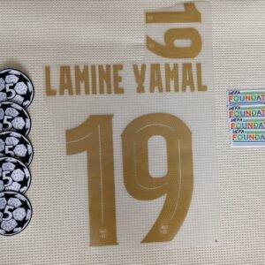 Set L. Yamal FC Barcelona local UCL 2024 dorsal+2 parches