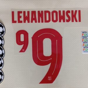 Set Lewandowski FC Barcelona visitante UCL 2024 dorsal+2 parches