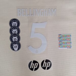 Set Real Madrid Bellingham alternativa UCL 2024 dorsal+3 parches