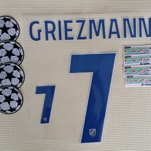 Set Atletico Madrid Griezmann UCL 2025 dorsal+ 2 parches
