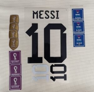 Set Argentina Messi Mundial 2022 dorsal+3 parches
