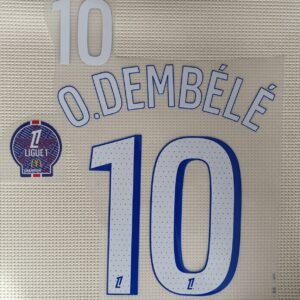 Set PSG Dembele visitante Ligue 1 2025 dorsal+1 parche