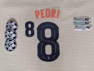 Set Barcelona Pedri alternativa Kit 2025 UCL Dorsal+ 2 Parches