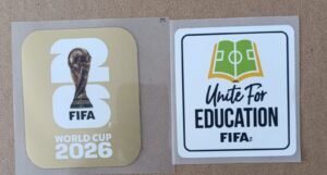 Set de parches WC 26 dorado + UNITE FOR EDUCATION blanco