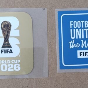Set de parches WC 26 dorado + FOOTBALL UNITES azul