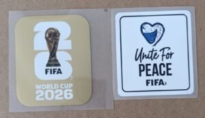 Set de parches WC 26 dorado + UNITE FOR PEACE blanco