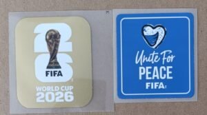 Set de parches WC 26 dorado + UNITE FOR PEACE azul