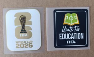 Set de parches WC 26 blanco con dorado + UNITE FOR EDUCATION negro