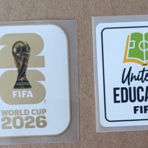 Set de parches WC 26 blanco con dorado + UNITE FOR EDUCATION blanco