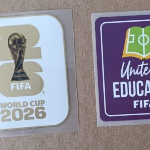 Set de parches WC 26 blanco con dorado + UNITE FOR EDUCATION morado