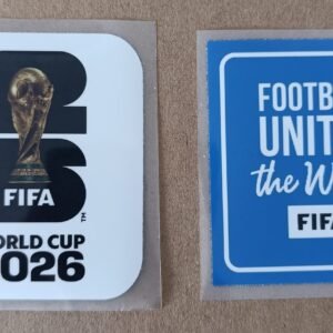 Set de parches WC 26 blanco + FOOTBALL UNITES azul