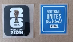 Set de parches WC 26 negro + FOOTBALL UNITES azul